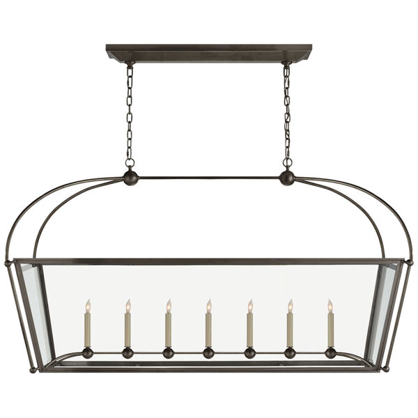 Riverside Large Linear Pendant in Bronze with Clear Glass by Chapman and Myers, image 1