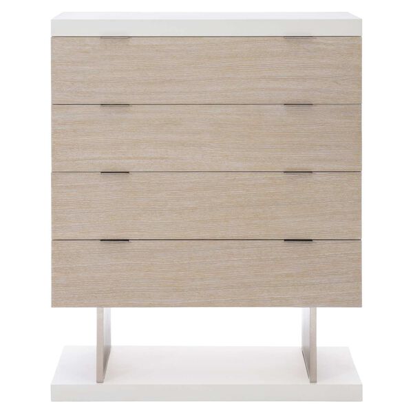Solaria Dune, White and Shiny Nickel Tall Drawer Chest, image 1
