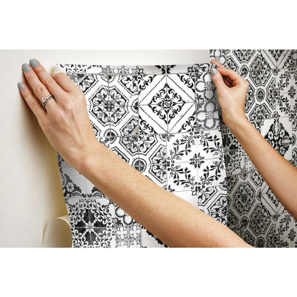 Black Mediterranean Tile Peel and Stick Wallpaper, image 5