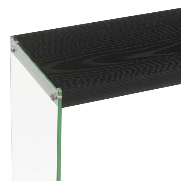 SoHo Black and Glass V-Console Table with Shelf, image 2