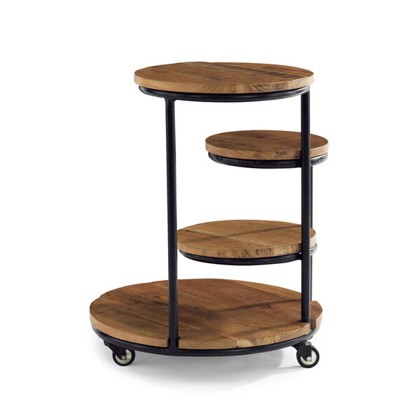 Collis Natural and Black Four Tiered Plant Stand Wheels Table, image 5