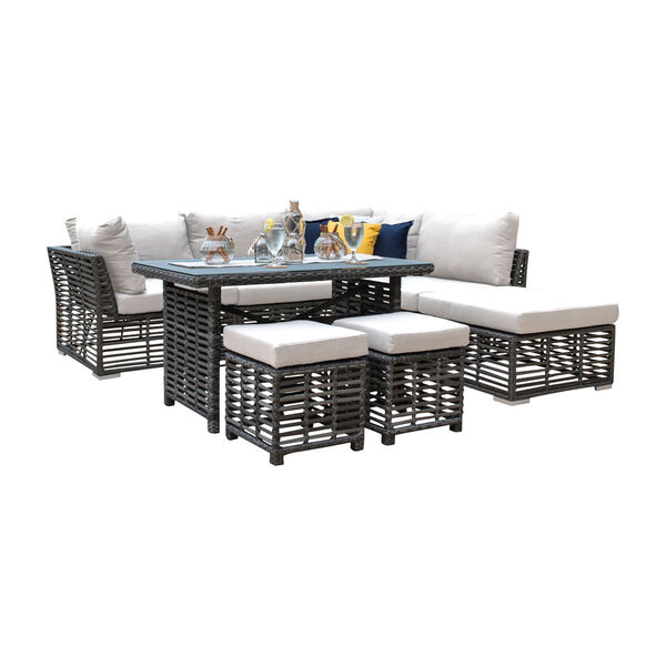 Intech Grey Outdoor High Ct Sectional with Standard cushion, 7 Piece, image 1