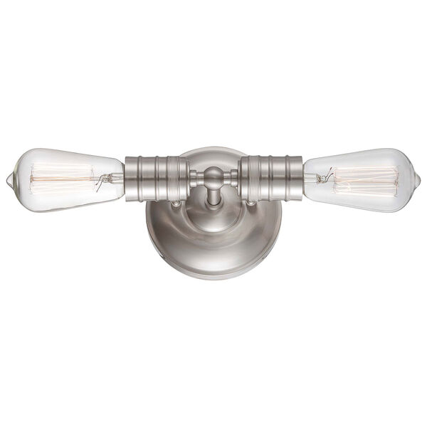 Downtown Edison Brushed Nickel Two Light Wall Sconce, image 1
