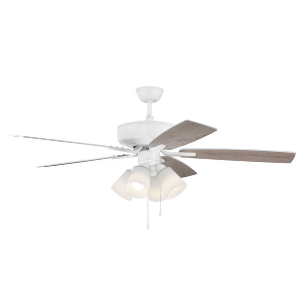 Pro Plus White 52-Inch Four-Light Ceiling Fan with White Frost Bell Shade, image 5