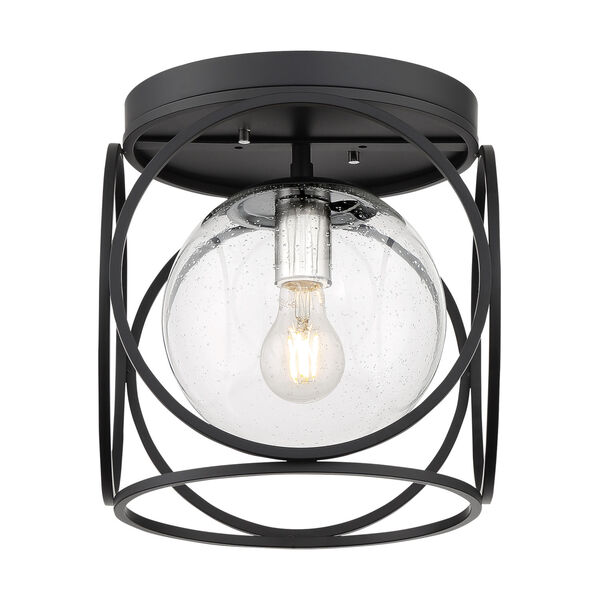 Aurora Black and Polished Nickel One-Light Flush Mount with Clear Seeded Glass, image 4