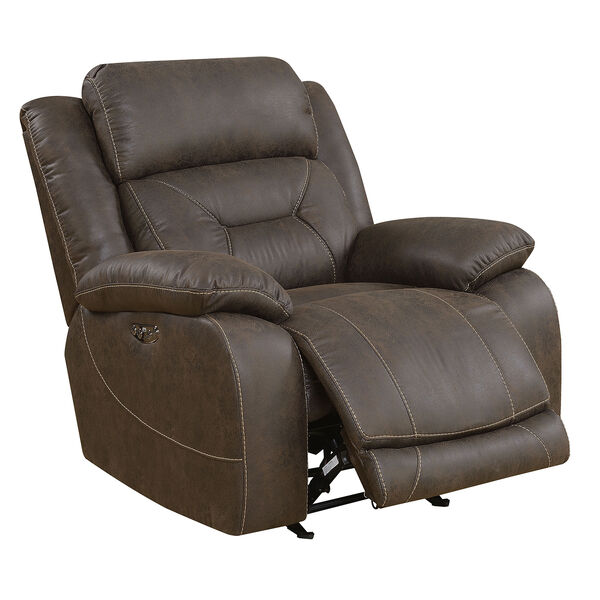 Aria Saddle Brown Power Recliner with Power Head Rest, image 2