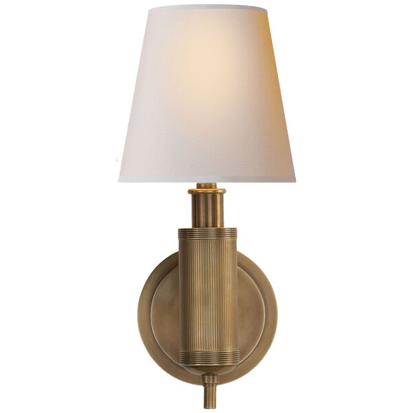 Longacre Sconce in Hand-Rubbed Antique Brass with Natural Paper Shade by Thomas O'Brien, image 1