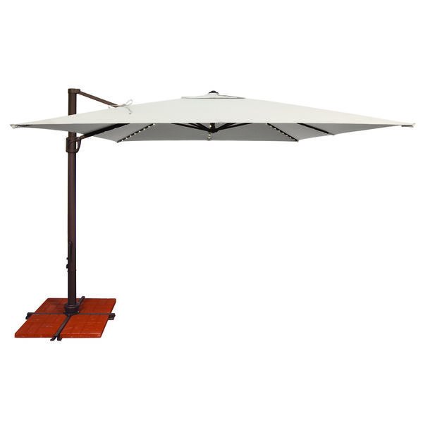 Bali Pro 10 Foot Sunbrella Natural Square Umbrella with Starlight Feature and Cross Base Stand, image 1