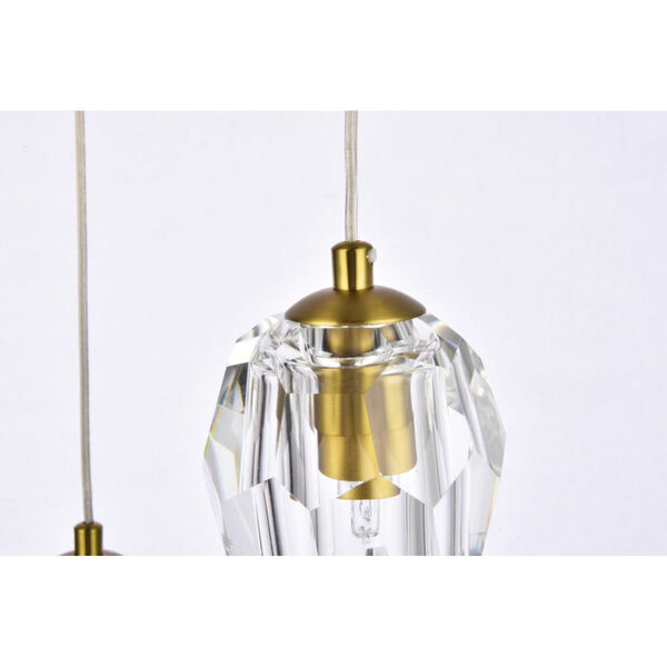 Eren Gold 12-Inch Three-Light Pendant with Royal Cut Clear Crystal, image 6