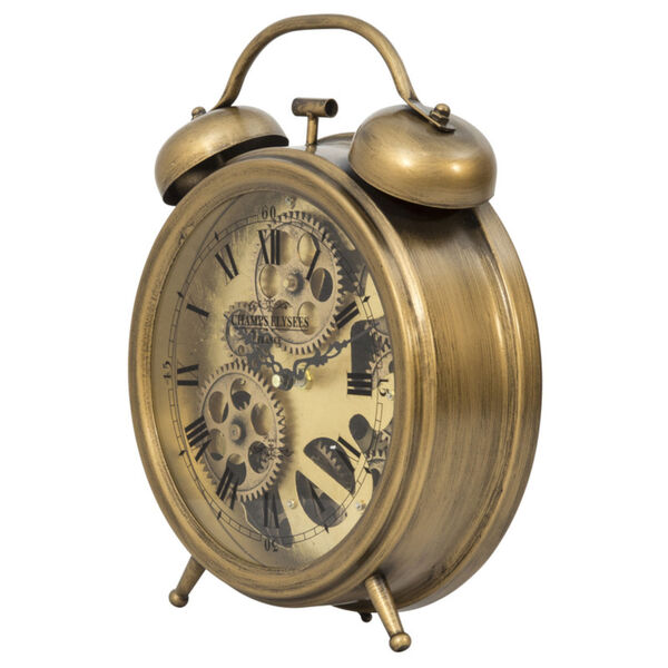 Dark Brass Bronze Gears Table Top Clock, image 2