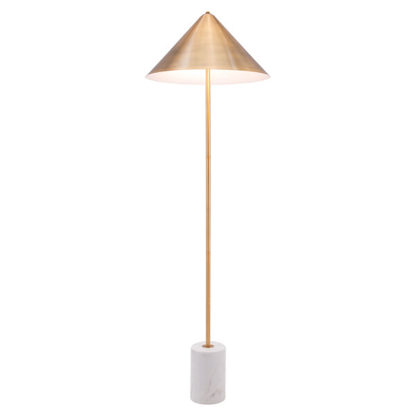 Bianca Brass and White Two-Light Floor Lamp, image 1