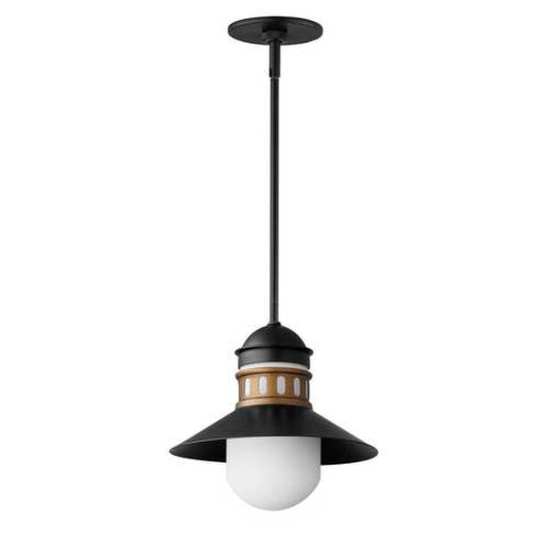 Admiralty Black Antique Brass One-Light Outdoor Pendant, image 1