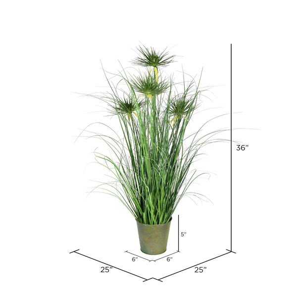 Green 36-Inch Cyperus Grass with Iron Pot, image 2
