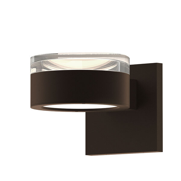 Inside-Out REALS Textured Bronze Up Down LED Wall Sconce with Cylinder Cap and Plate Lens - Clear Cap with Frosted White Lens, image 1