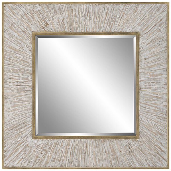 Wharton Aged Gold and WHitewashed 42 x 42-Inch Square Wall Mirror, image 2