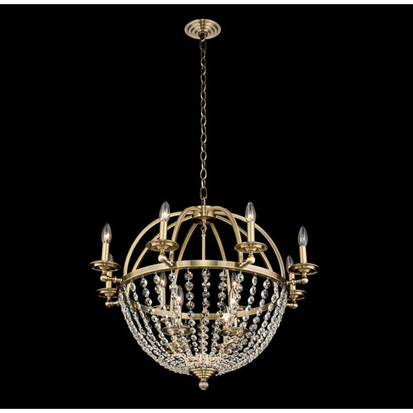 Pendolo Brushed Champagne Gold 12-Light Chandelier with Firenze Crystal, image 2