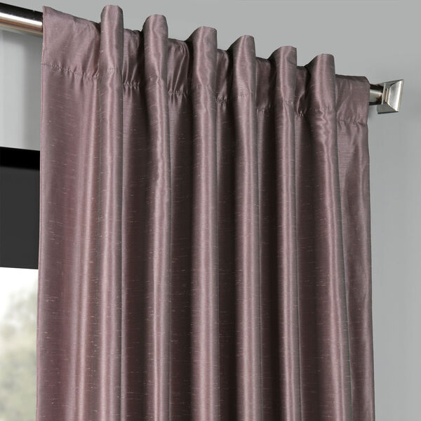 Smokey Plum Blackout Vintage Textured Faux Dupioni Silk Single Curtain Panel 50 x 84, image 4