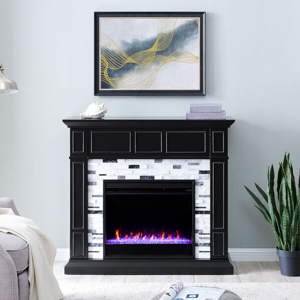 Drovling Black Marble Electric Fireplace, image 1