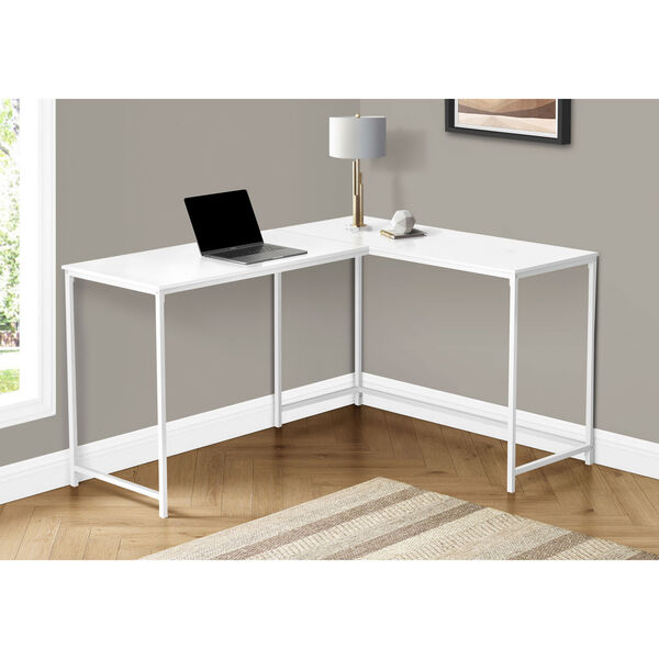 White and Black 44-Inch L-Shaped Computer Desk, image 2