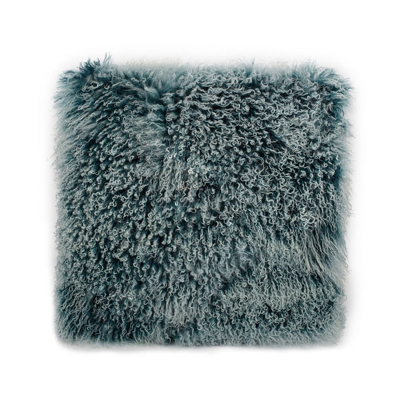 Lamb Fur Pillow Large Teal Snow, image 1