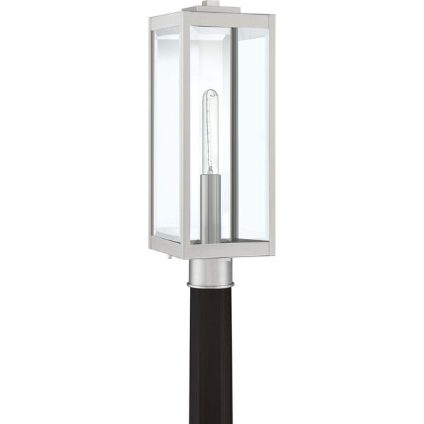 Westover Stainless Steel One-Light Outdoor Post Lantern with Transparent Beveled Glass, image 6