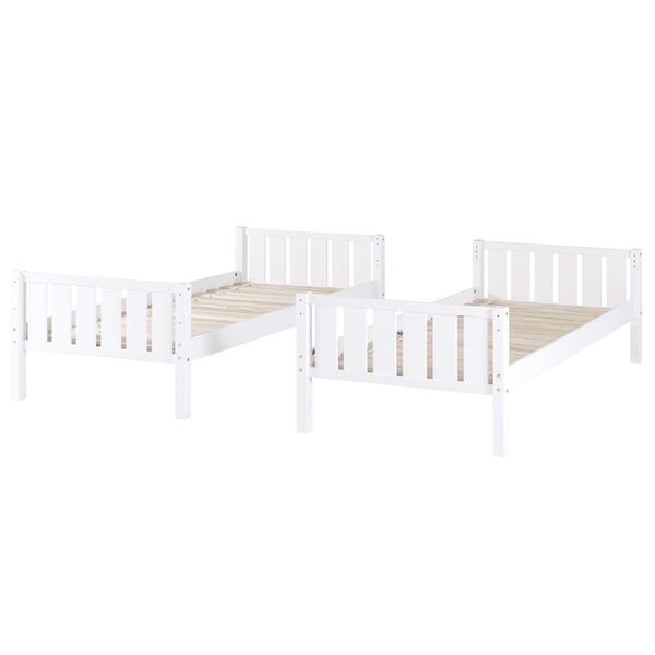 Solid Wood Slat White Twin Bunk Bed, image 3