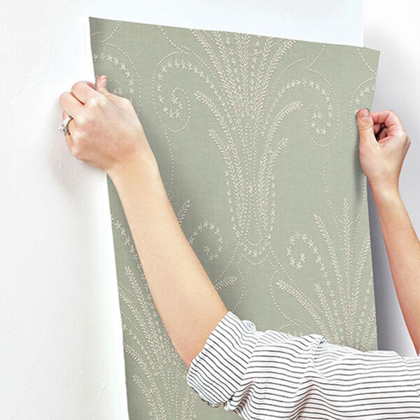 Norlander Green Candlewick Wallpaper - SAMPLE SWATCH ONLY, image 3
