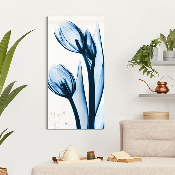 Two Blue Tulips Frameless Free Floating Tempered Glass Graphic Wall Art, image 1
