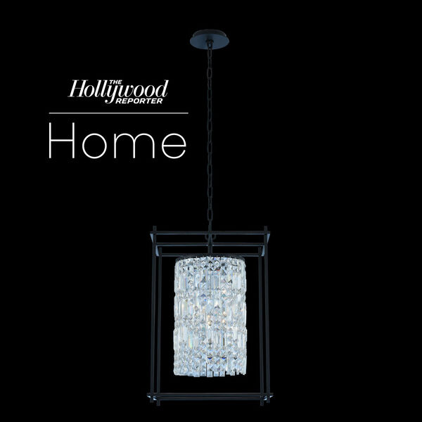 The Hollywood Reporter Joni Matte Black 16-Inch Four-Light Pendant with Firenze Crystal, image 1