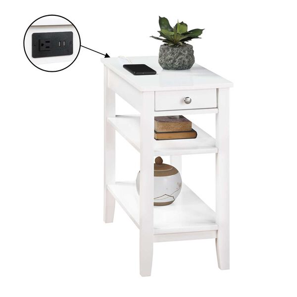 White American Heritage One Drawer Chairside End Table with Charging Station and Shelves, image 7