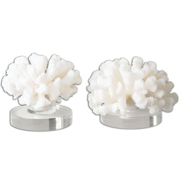 Hard Coral Textured Cream Sculpture, Set of 2, image 1