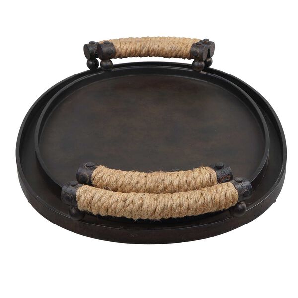 Viggo Rustic Oxidized Bronze and Natural Tray, Set of 2, image 4