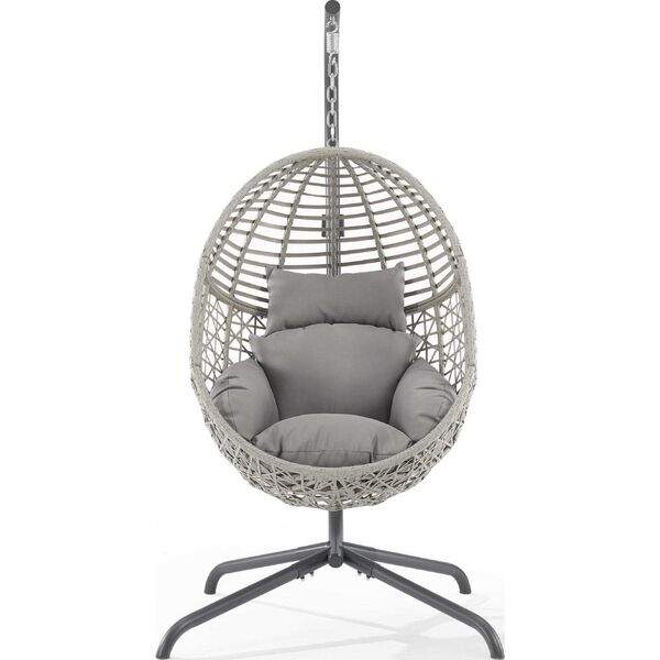 Lorelei Gray Light Gray Indoor Outdoor Wicker Hanging Egg Chair, image 4