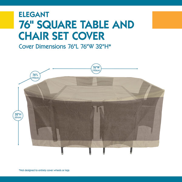 Elegant Swiss Coffee 76 In. Square Patio Table with Chair Set Cover, image 3