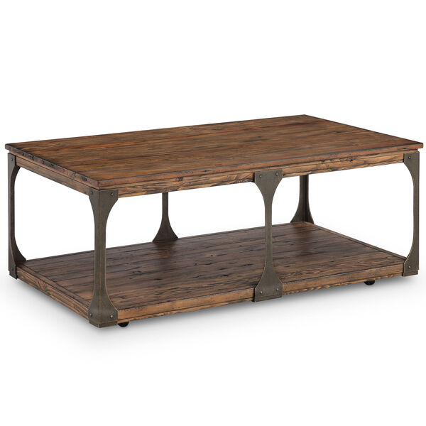 River Station Industrial Reclaimed Wood Coffee Table with Casters in Bourbon finish, image 1