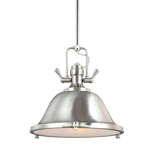 Stone Street Brushed Nickel One-Light Pendant with Satin Etched Glass Diffuser, image 1