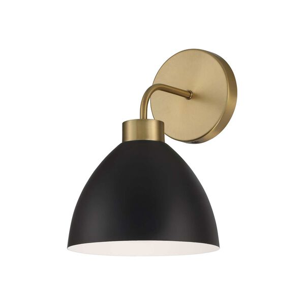 Ross Aged Brass and Black One-Light Wall Sconce, image 1