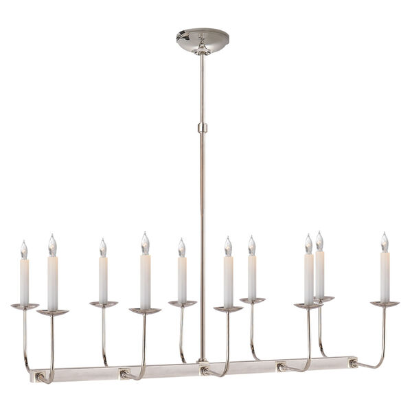 Linear Branched Chandelier in Polished Nickel by Chapman and Myers, image 1