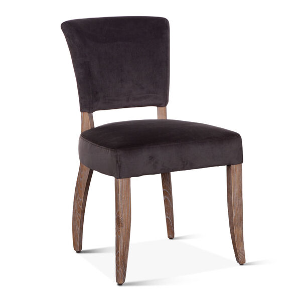 Portia Asphalt Gray and Whitewash Velvet Side Chair, Set of 2, image 2
