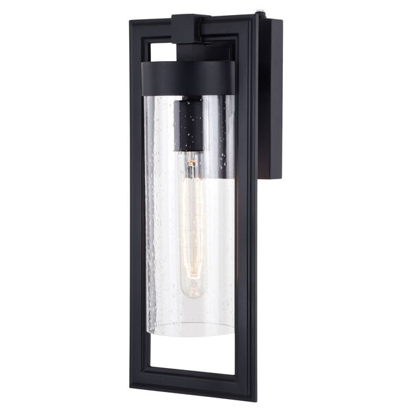 Malmo Matte Black One-Light Outdoor Wall Lantern with Clear Cylinder Glass, image 1