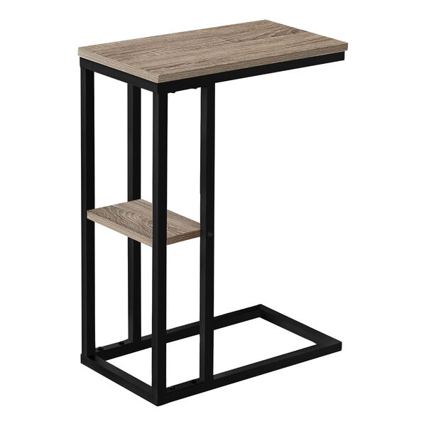 Dark Taupe and Black End Table with Shelf, image 1
