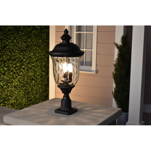 Carriage House Oriental Bronze Three-Light Outdoor Post Light with Water Glass, image 11