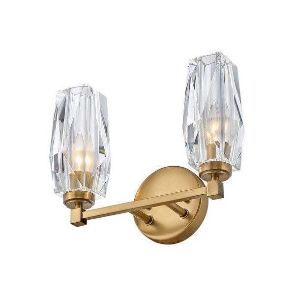 Ana Heritage Brass Two-Light Bath Vanity With Faceted Clear Crystal Glass, image 4