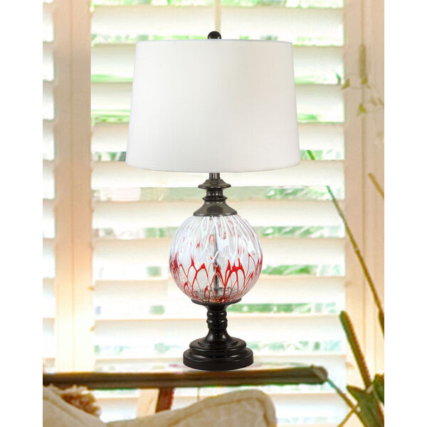 Halen Ebony Black and White One-Light Globe Painted Crystal Table Lamp, image 2