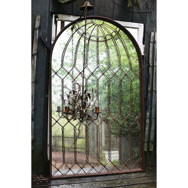 Rust Arched Iron Cage Mirror, image 1
