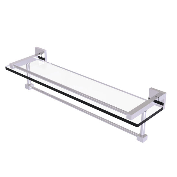 Montero Polished Chrome 22-Inch Glass Shelf with Towel Bar, image 1