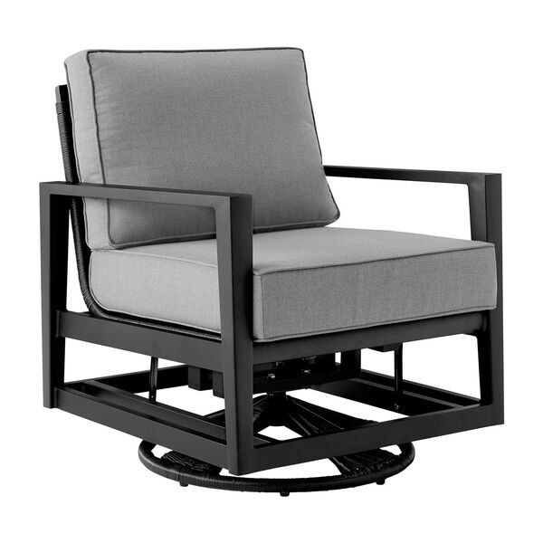 Grand Black Outdoor Swivel Chair, image 1