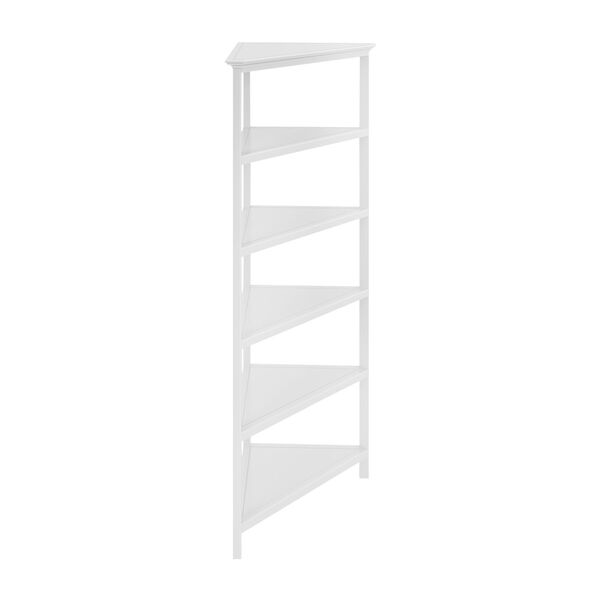 White 5-Tier Corner Wooden Bookcase, image 2