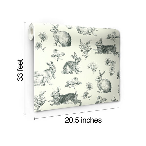 Inspired by Color Black and White Bunny Toile Wallpaper, image 6