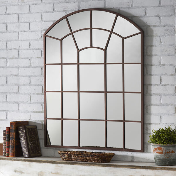 Laurel Bronze Arched Windowpane Wall Mirror, image 6